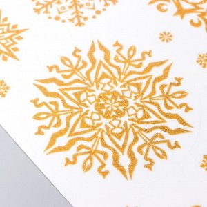 Декоративная наклейка, фольгированная "Снежинки золотые" 30х38 см, МИКС