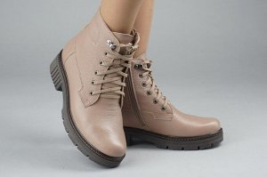 Ботинки женские бежевые из натуральной кожи демисезон, подклад байка