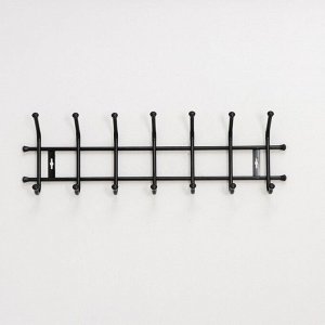 Вешалка настенная на 7 крючков, 69x21,5 см, чёрная