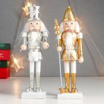 Сувенир полистоун &quot;Щелкунчик в золотом/серебре&quot; МИКС 20х5,5х6 см