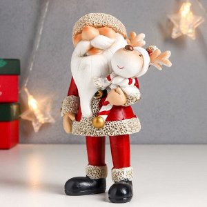 Сувенир полистоун "Дедушка Мороз с тростью-лосиком" 15х6х10 см