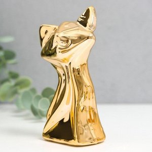 Сувенир керамика "Киска" золото 8,8х5х3 см