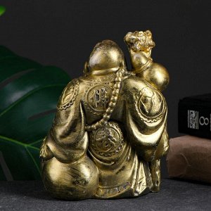Фигура "Бог Хотей №1 с мешком и посохом" золото, 16х14х10см