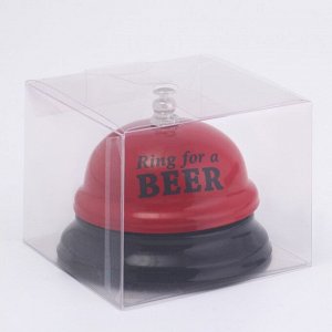 Звонок настольный "Ring for a beer", 7.5 х 7.5 х 6 см, красный