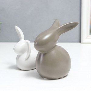 Сувенир керамика "Два кролика" матовый набор 2 шт 11,5х6 12х14,5 см