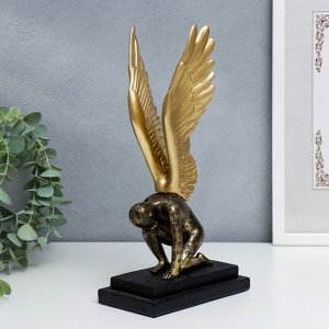 Сувенир полистоун "Ангел с золотыми крыльями - преклонение" 25,5х11х13 см