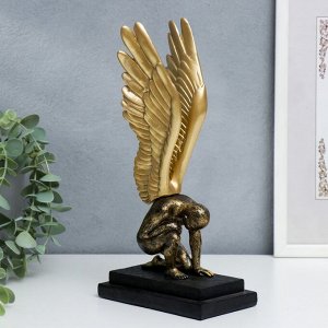 Сувенир полистоун "Ангел с золотыми крыльями - преклонение" 25,5х11х13 см