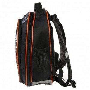 Рюкзак школьный Calligrata "Авто", 37 х 27 х 16 см, эргономичная спинка, чёрный