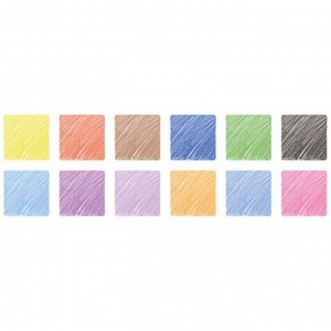 Карандаши 12 цветов Calligrata, "Черная серия" заточенные, шестигранные, пластиковые, картонная упаковка, европодвес