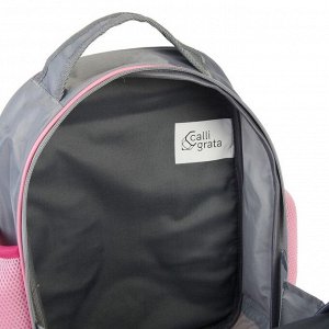 Рюкзак школьный Calligrata "Совушка", 37 х 27 х 16 см, эргономичная спинка, серый, розовый