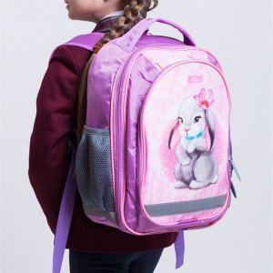 Рюкзак школьный Calligrata "Зайка", 37 х 27 х 16 см, эргономичная спинка, голубой, розовый