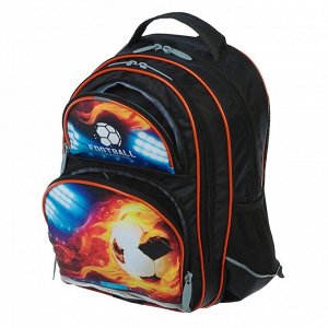 Рюкзак школьный Calligrata "Футбол", 36 х 23 х 13 см, эргономичная спинка, чёрный