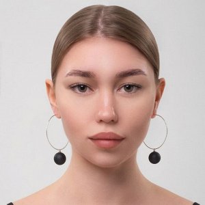 Серьги ассорти «Снежок» в кольце, цвет чёрный в серебре