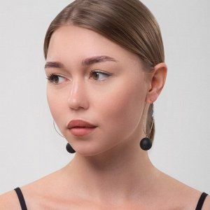 Серьги ассорти «Снежок» в кольце, цвет чёрный в серебре