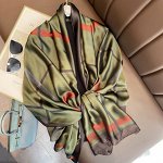 Шарф женский, принт &quot;Клетка&quot;, цвет зелёный/коричневый