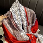 Шарф женский, с принтом, цвет белый/красный