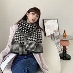 Кашемировый шарф, с принтом, цвет чёрный/белый