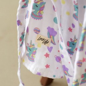 Халат детский муслиновый LoveLife «Единороги» (4 года, рост 104-110 см) 100% хлопок, 235 г/м²