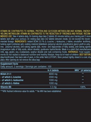 Аминокислоты BCAA BioTechUSA BCAA+B6 1000мг. - 200 таб.