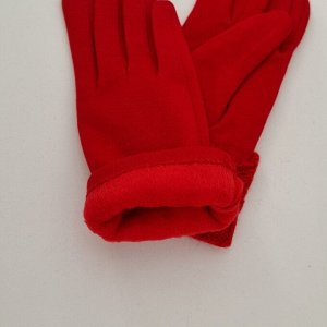 Перчатки женские, р-р 8,5, красные, тёплые, сенсорные, рисунок на вязаном манжете в ассортименте, арт 56.1061