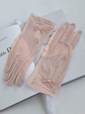 Перчатки женские, р-р 7, розовые, текстиль, гипюр, арт 56.1052