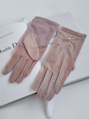 Перчатки женские, р-р 7, темно розовые, текстиль, гипюр, арт 56.1055