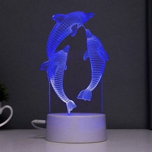 Светильник сенсорный «Дельфины» LED 7 цветов USB/от батареек белый RISALUX