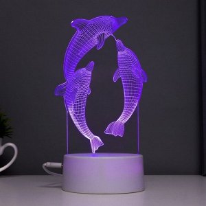 Светильник сенсорный «Дельфины» LED 7 цветов USB/от батареек белый RISALUX
