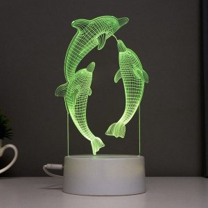 Светильник сенсорный «Дельфины» LED 7 цветов USB/от батареек белый RISALUX