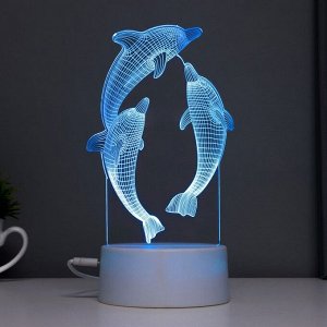 Светильник сенсорный «Дельфины» LED 7 цветов USB/от батареек белый RISALUX
