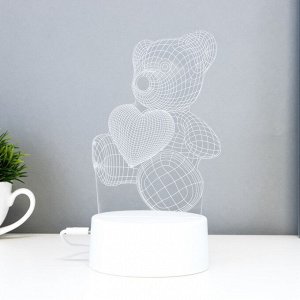 Светильник сенсорный «Мишутка» LED 7 цветов USB/от батареек белый