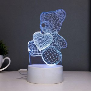 Светильник сенсорный «Мишутка» LED 7 цветов USB/от батареек белый