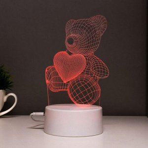 Светильник сенсорный «Мишутка» LED 7 цветов USB/от батареек белый