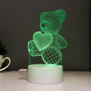 Светильник сенсорный «Мишутка» LED 7 цветов USB/от батареек белый