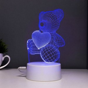 Светильник сенсорный «Мишутка» LED 7 цветов USB/от батареек белый