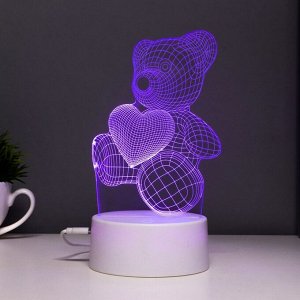 Светильник сенсорный «Мишутка» LED 7 цветов USB/от батареек белый
