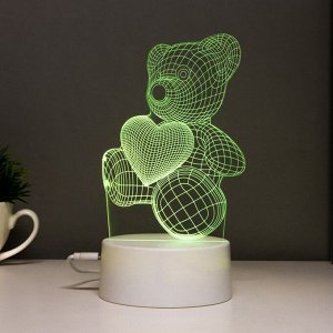 Светильник сенсорный «Мишутка» LED 7 цветов USB/от батареек белый
