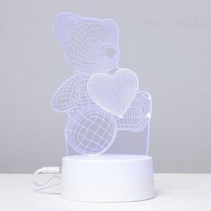 Светильник сенсорный «Мишутка» LED 7 цветов USB/от батареек белый