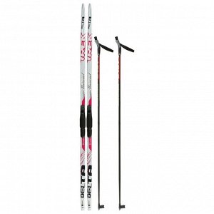 Комплект лыжный: пластиковые лыжи 195 см без насечек, стеклопластиковые палки 155 см, крепления SNS «БРЕНД ЦСТ», цвета микс