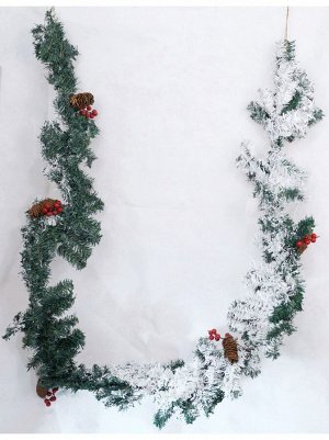 Гирлянда еловая 250 см в снегу с шишками и ягодой HS-18-26