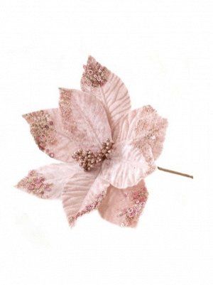 Пуансетия с глиттером 23 см на прищепке цвет розовый LFD2020859H