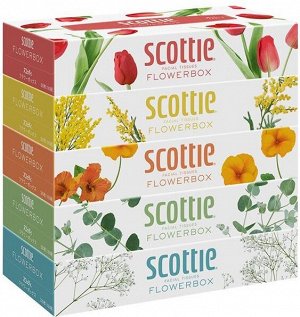 Набор 5 шт Японские салфетки "Scottie Flowerbox" двухслойные 160шт, Япония