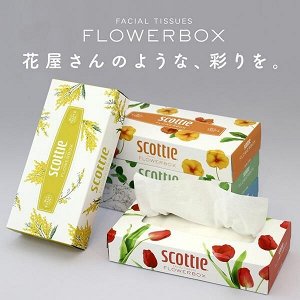 Японские салфетки &quot;Scottie Flowerbox&quot; двухслойные 160шт, Япония