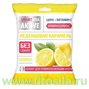 Леденцовая карамель без сахара с цинком и витамином С со вкусом лимона 60 г.