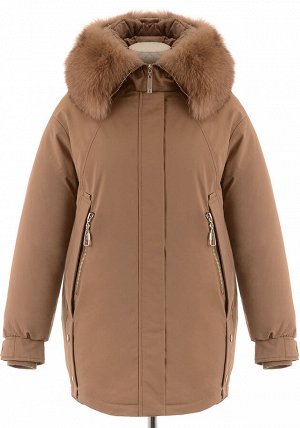 Удлиненная куртка c натуральным мехом OM-5100