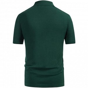 Мужская футболка-поло с коротким рукавом на пуговицах, принт "Полосы", цвет зеленый