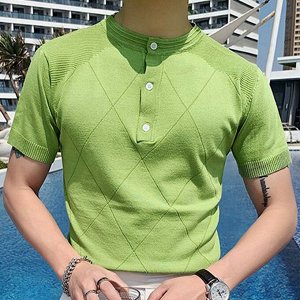 Мужская футболка-поло с коротким рукавом, однотонная, цвет зеленый