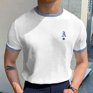 Мужская футболка с коротким рукавом, принт "А", цвет белый