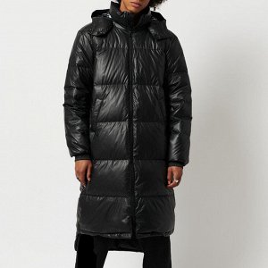 Мужское пальто с капюшоном, цвет черный