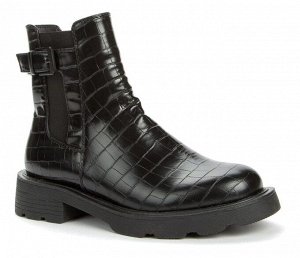 928014/02-03 черный иск.кожа под рептилию/текстиль женские ботинки (О-З 2022)